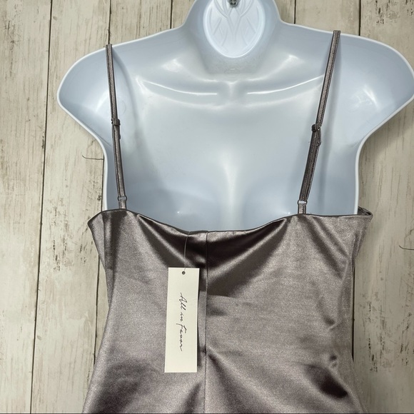 NWT All In Favor Gray/Silver Satin Slip Dress - Picture 8 of 11
